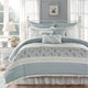 Madison Park Printed-Pieced 9-Piece Duvet Set With Pintuck, Aqua, King
