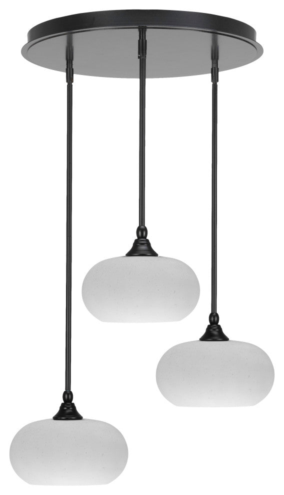 Empire 3-Light Cluster Pendalier, Matte Black/White Muslin