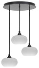 Empire 3-Light Cluster Pendalier, Matte Black/White Muslin