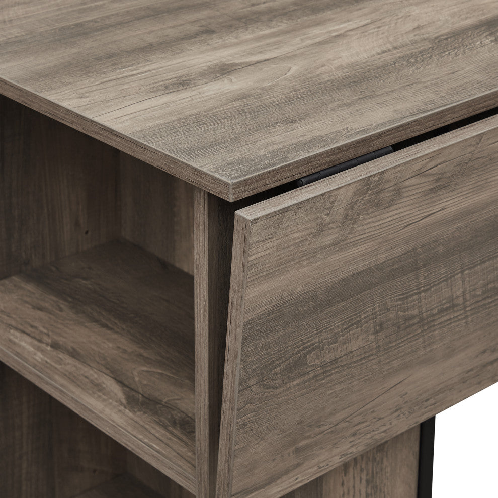 3 Piece Drop Leaf Counter Table Set, Gray Wash
