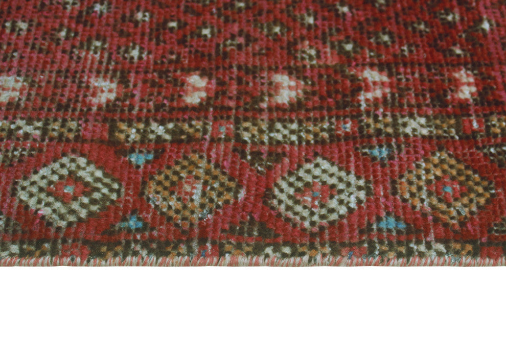Vintage Distressed Wazhmah Red/Brown Runner, 3'5 x 6'3