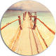Wooden Pier At Gili Island, Sea Bridge Round Wall Art, 23"