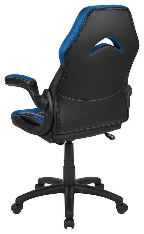 High Back Racing Style Ergonomic Gaming Chair, Blue/Black LeatherSoft