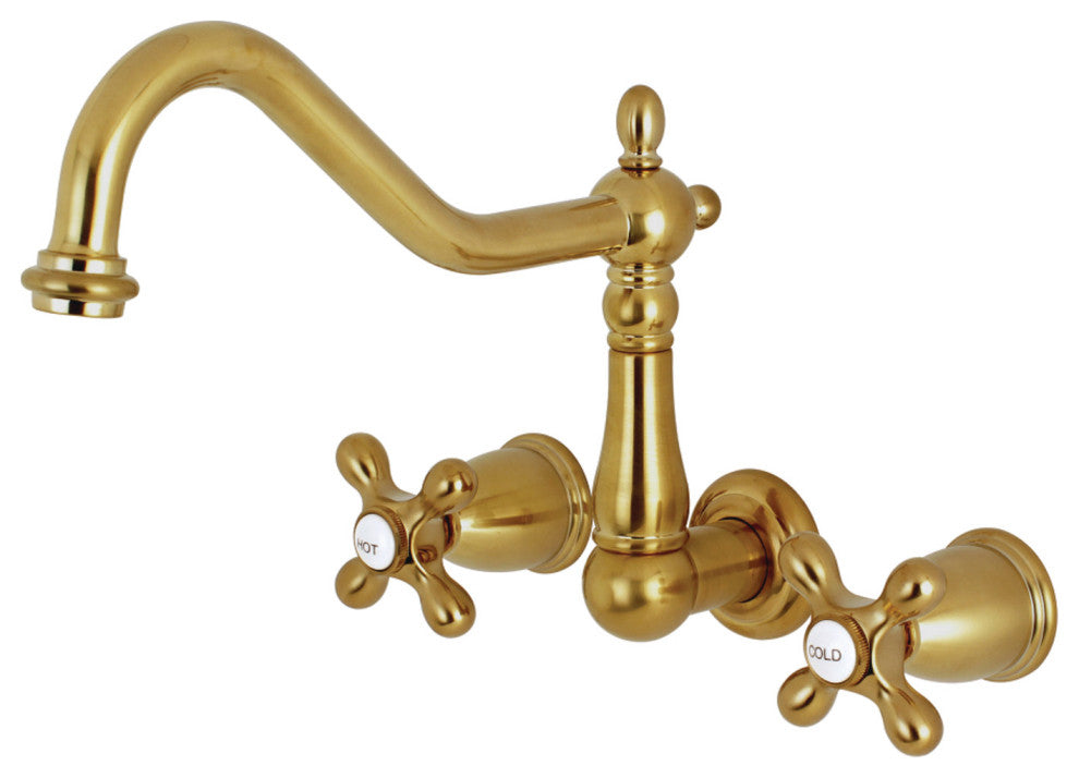 Kingston Brass Wall Mount Tub Faucet, Brushed Brass