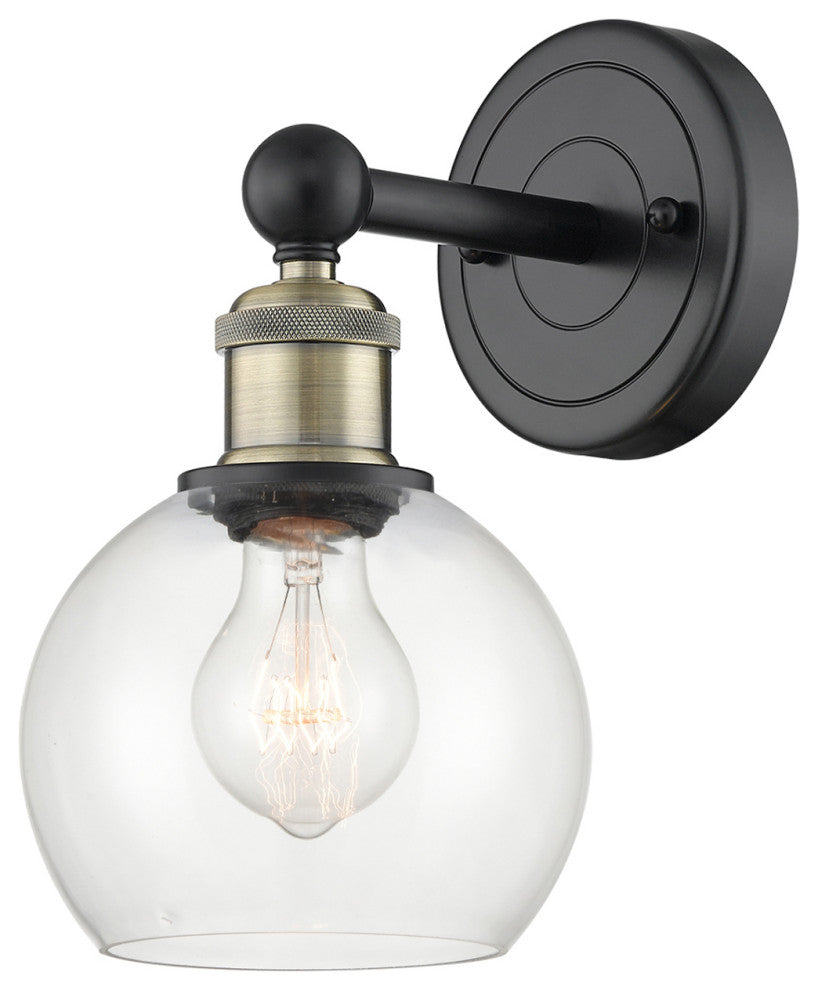 Edison Athens 1-Light 6" Sconce, Black Antique Brass, Clear