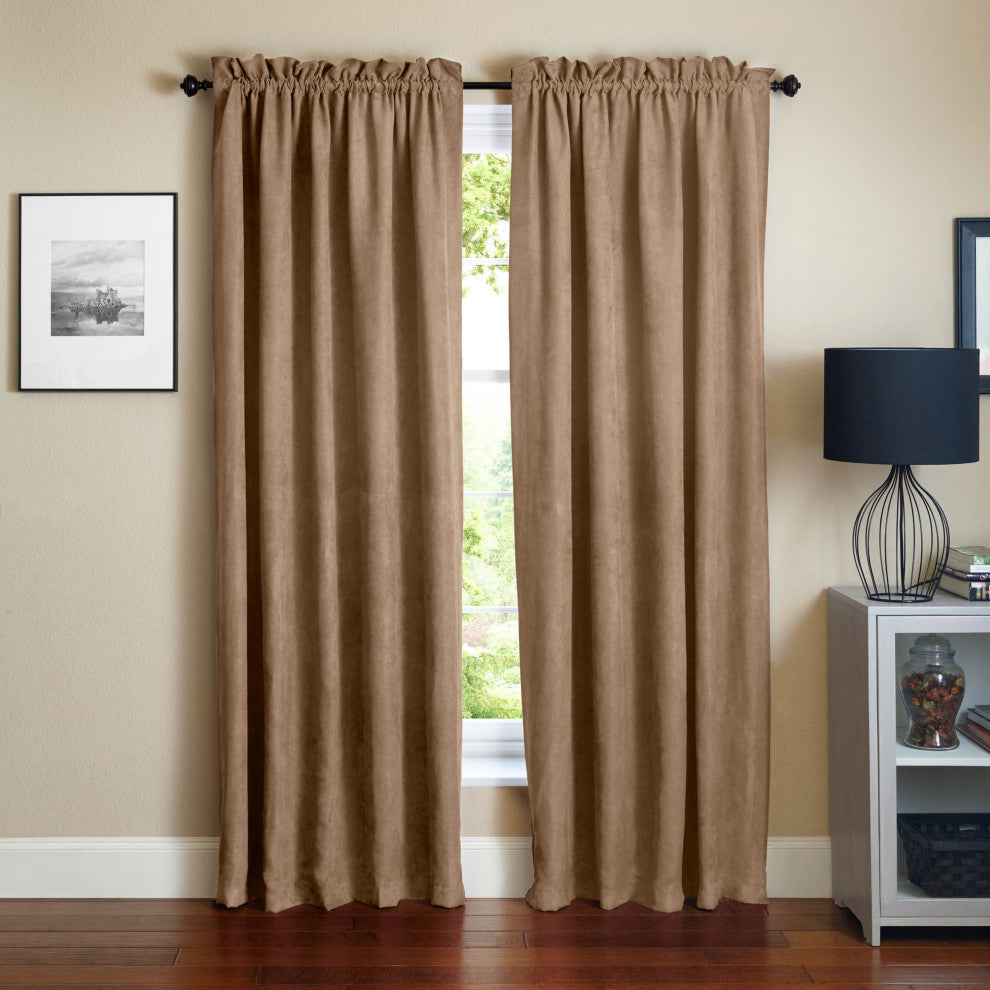 108"x52" Microsuede Blackout Curtain Panels, Set of 2, Java