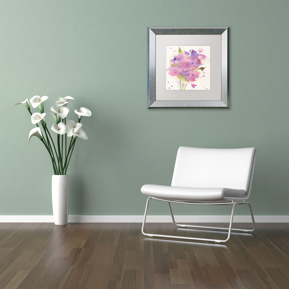Sheila Golden 'A Bouquet For You' Matted Framed Art, Silver Frame, White, 11x11