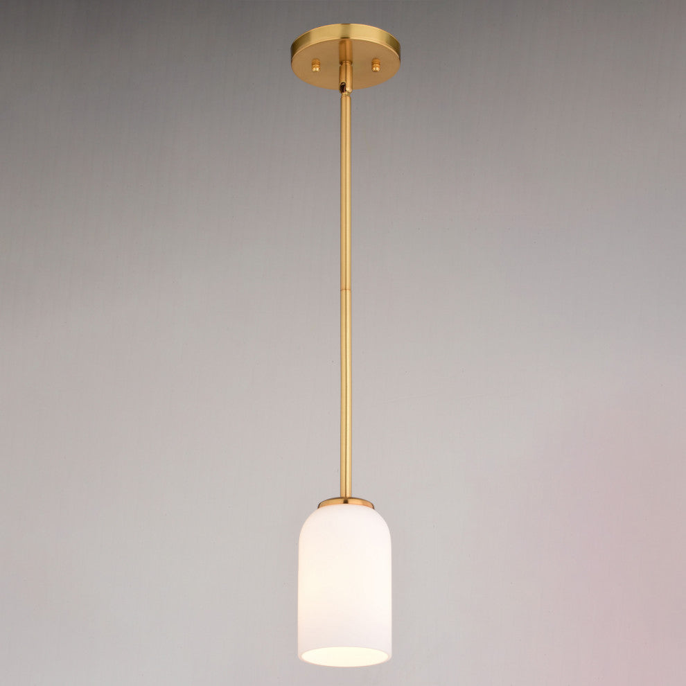 Shelby Gold Brass Transitional Mini Pendant Ceiling Light White Glass