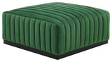 Conjure Channel Tufted Performance Velvet Ottoman, Black Emerald