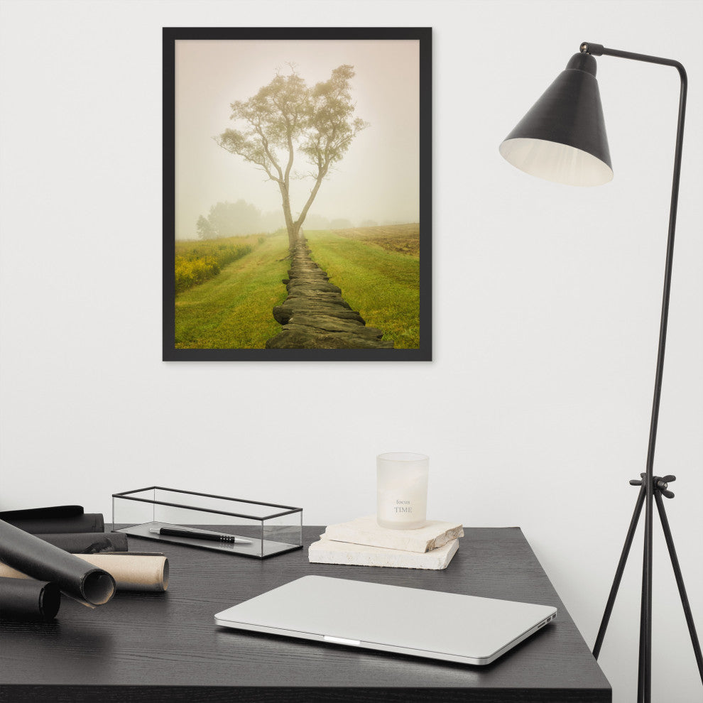 Calming Morning Rural Landscape Framed Photo Paper Wall Art Prints, Black, 16" X 20"