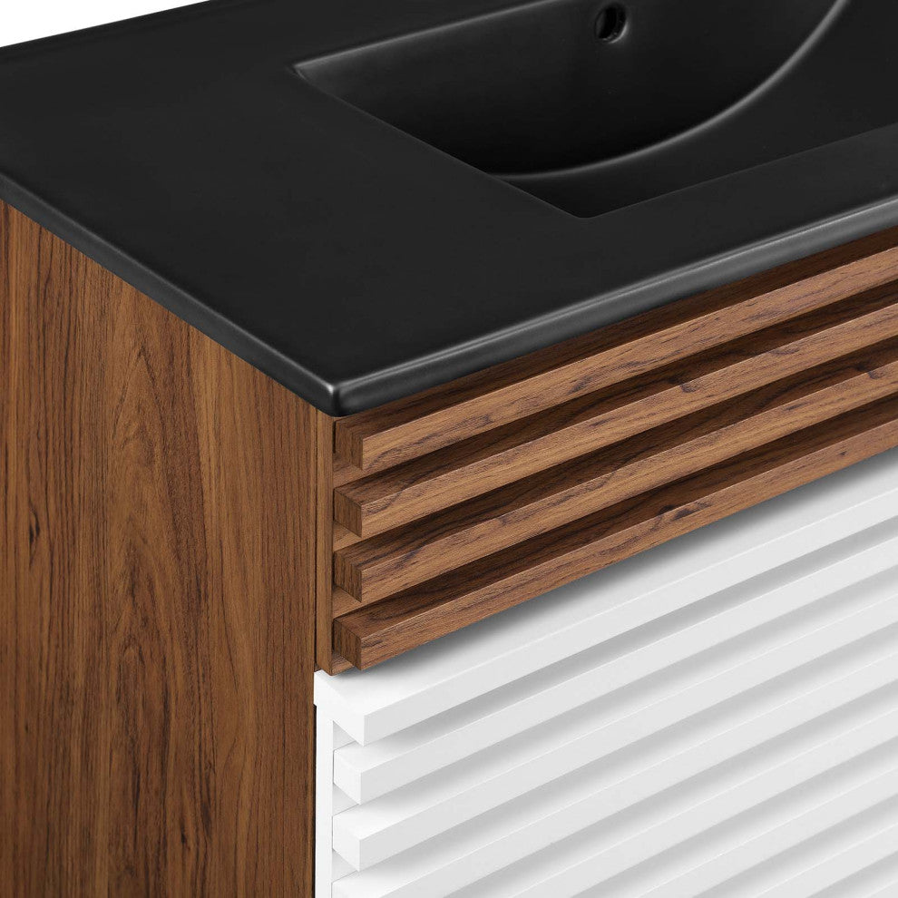 Render 36" Bathroom Vanity, White Walnut Black