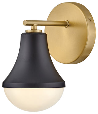 Lark Haddie 9" Modern Bath Sconce, Black + Lacquered Brass