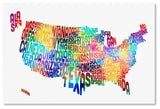 "United States Typography Text Map 2" Canvas Art by Michael Tompsett