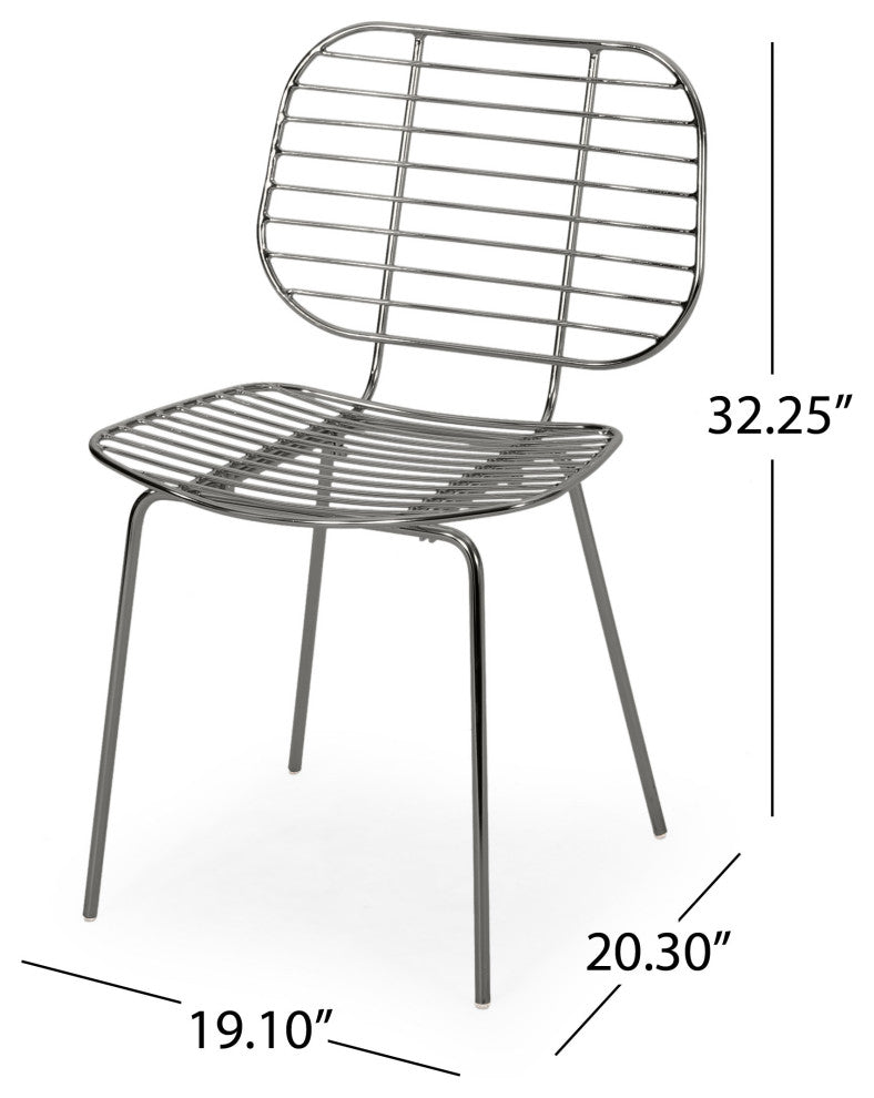 Alice Modern Glam Iron Dining Chair, Gunmetal
