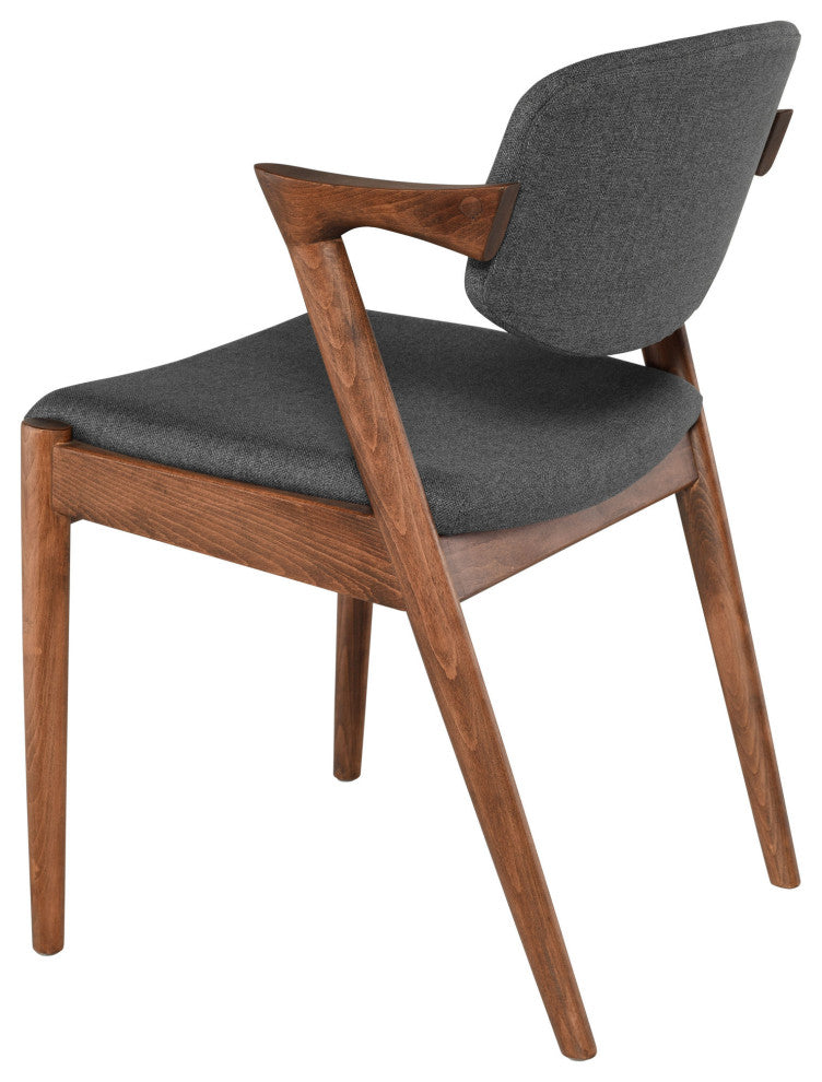 Kalli Dining Chair in Grey Upholstery and Walnut