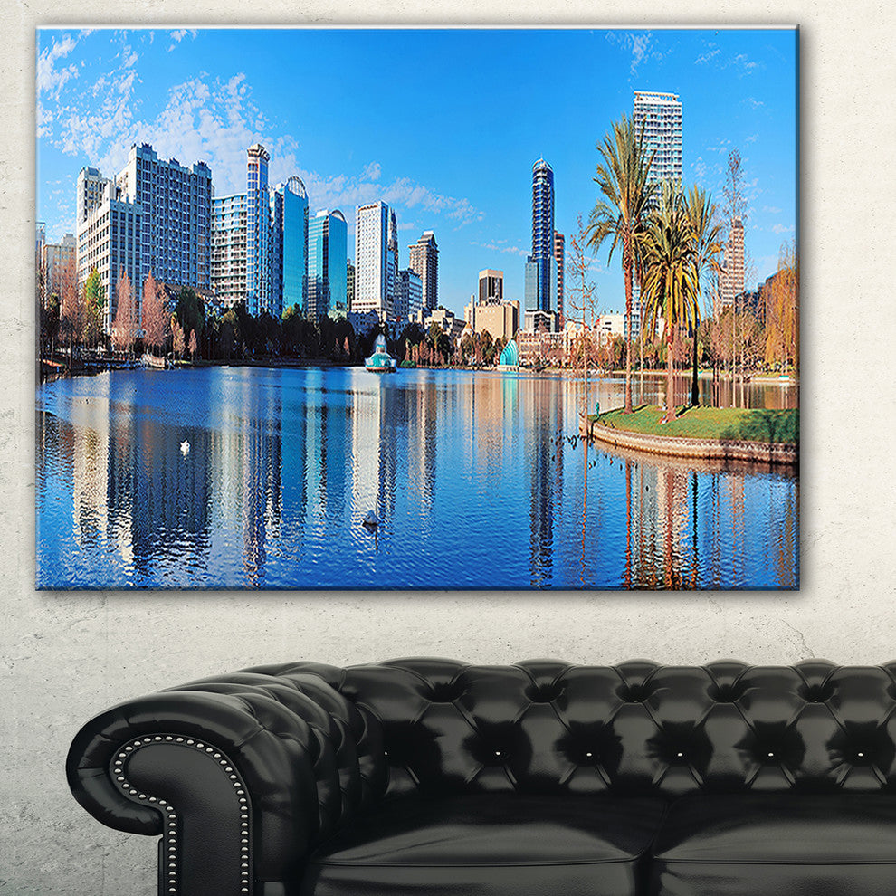 "Orlando Morning" Cityscape Canvas Photo Print, 32"x16"