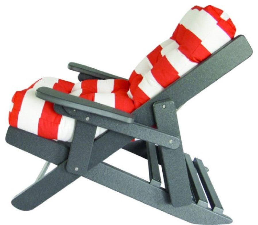 Folding and Reclining Siesta Chair, Poly Lumber, Dark Gray, Cabana Flame