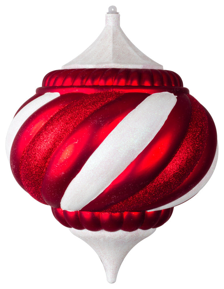 300Mm 12" Red And White Onion Ornament, Candy Collection
