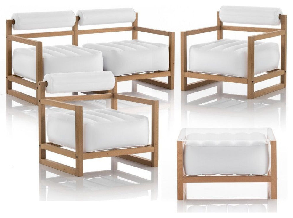 Mojow Yoko 4 Piece Living Room & Garden Set | Wooden Frame - Opaque White