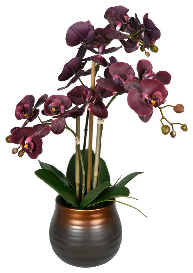 Vickerman FN190501 22" Artificial Potted Touch Purple Phalaenopsis Spray