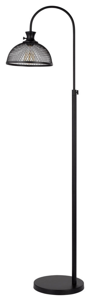 Benzara BM282165 61" Modern Floor Lamp, Hanging Mesh Shade, Metal Base, Black