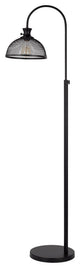 Benzara BM282165 61" Modern Floor Lamp, Hanging Mesh Shade, Metal Base, Black
