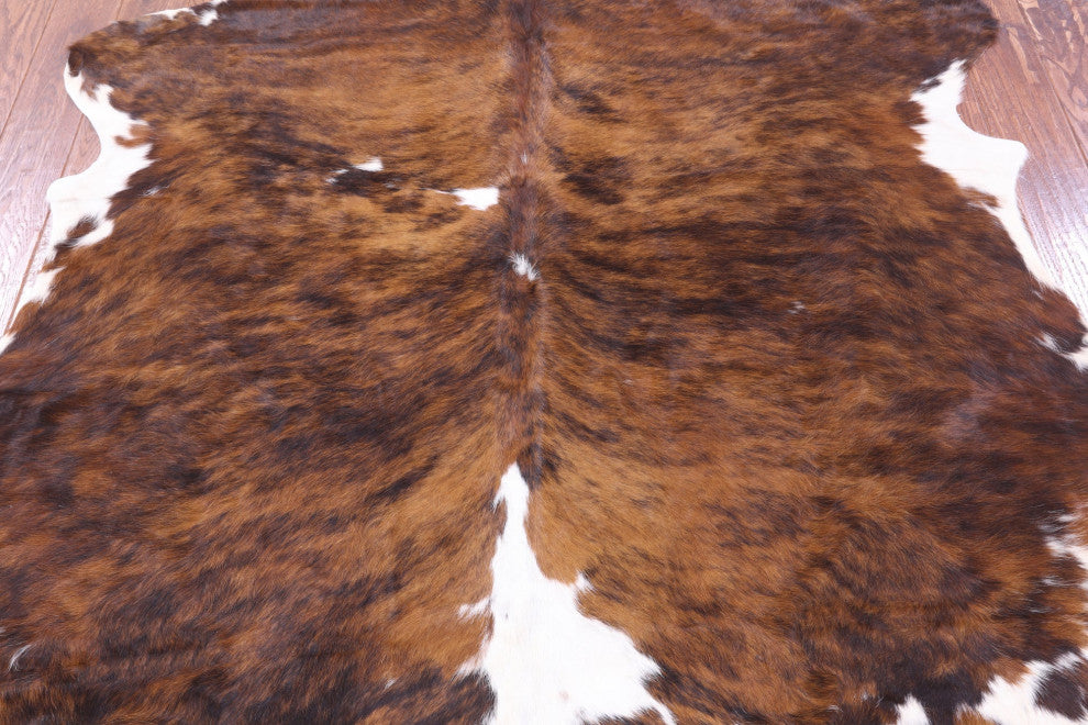 7' 1" X 6' 10" Brindle Natural Cowhide Rug C2246