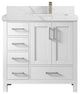 Malibu 36 Right Offset Bath Vanity in White  2" Calacatta Laza