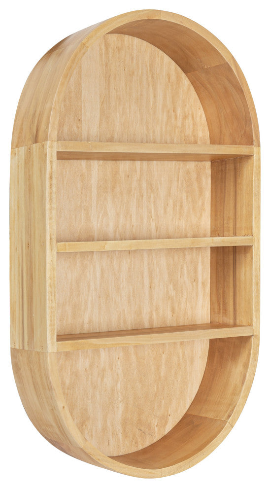 Hutton Wood Capsule Wall Shelf, Natural, 16x28