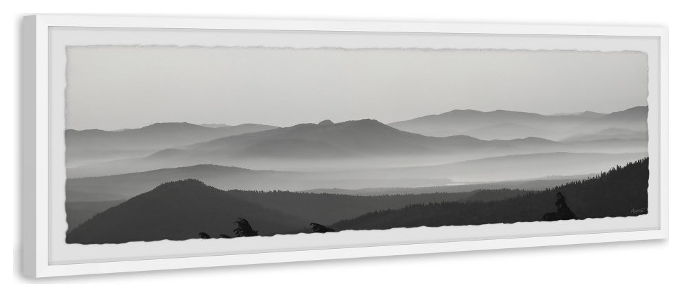 "Distant Hills" Framed Painting Print, 45x15