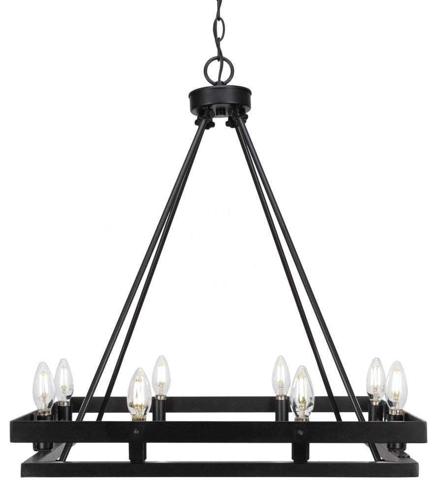 Belmont 8 Light Square Chandelier Shown, Matte Black Finish