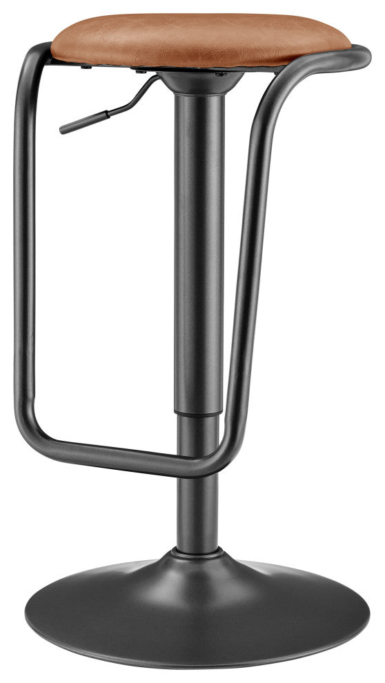 Elijah PU Gaslift Bar Stool,, Set of 2, Toasted Caramel