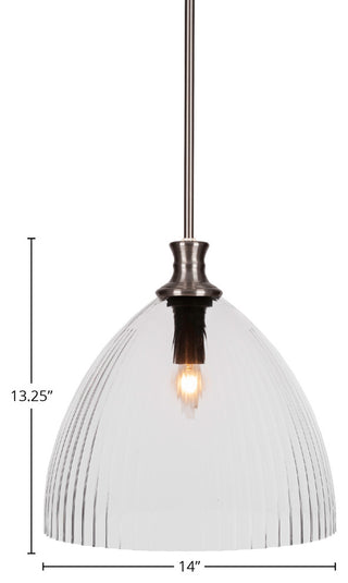 Carina 1-Light Pendant, Brushed Nickel/Clear Ribbed