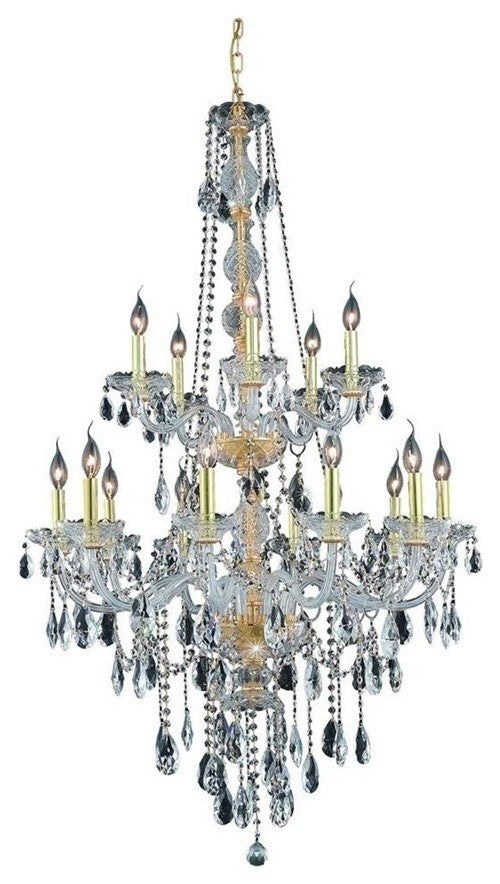 Elegant Verona Foyer Hall Light, Gold Finish With Royal Cut Crystal