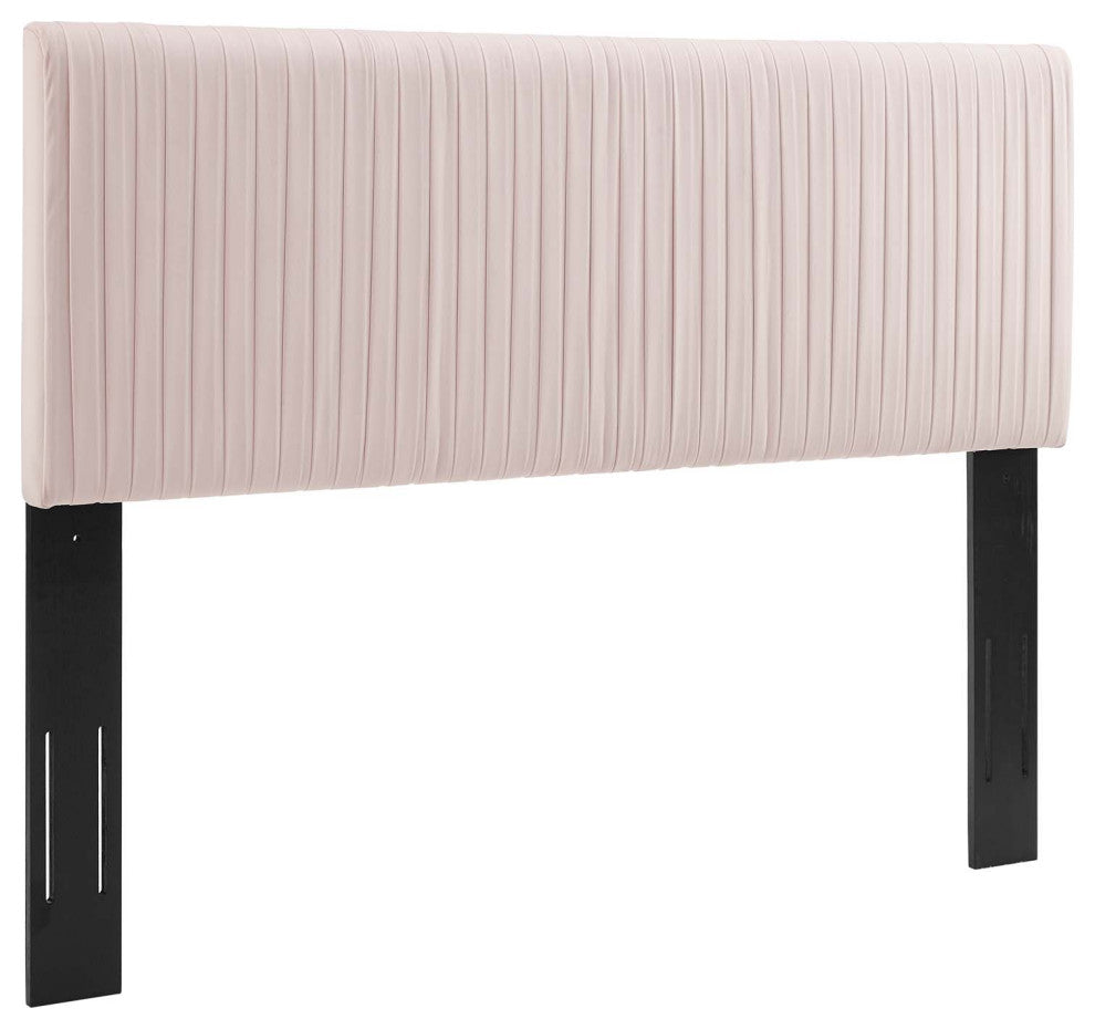 Eloise Channel Tufted Performance Velvet Twin Headboard-Pink
