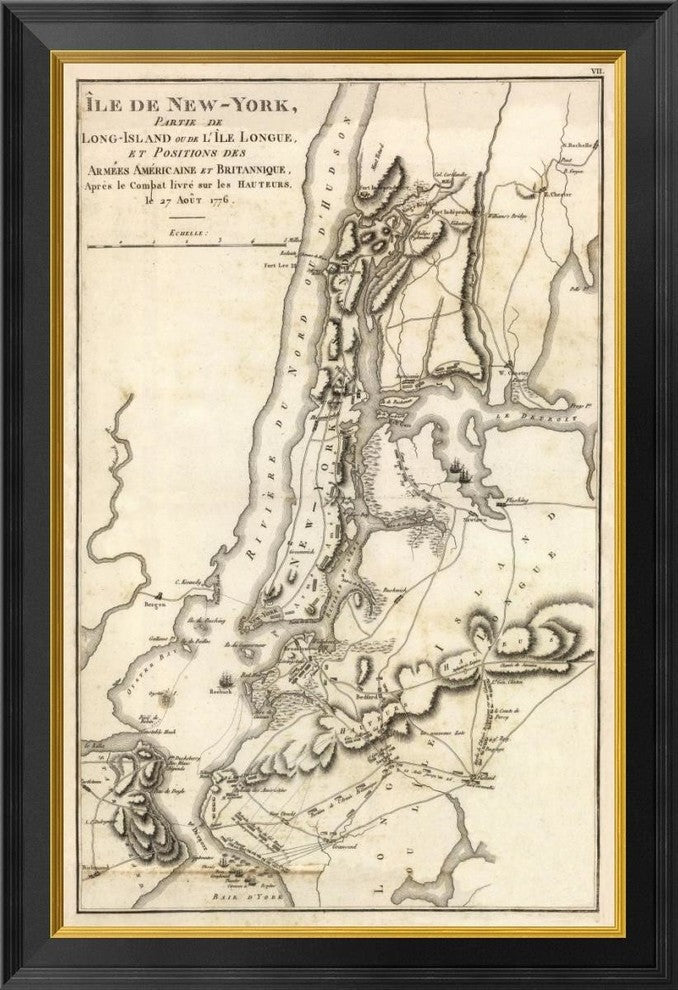 Ile De New York Et Positions Des Armees Americaine Et Britannique, 1776, 23"x34"