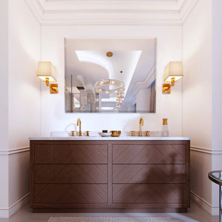 Square Beveled Polished Frameless Wall Mirror With Hooks, 36"