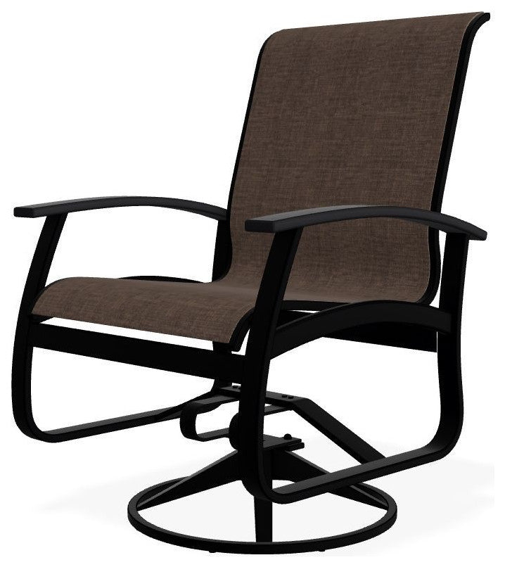 Belle Isle Sling Outdoor Swivel Rocker, Harbor/Black