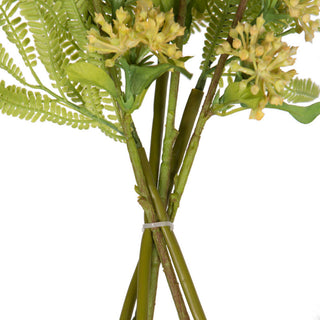 Close-up crop of stems and tie on white background.