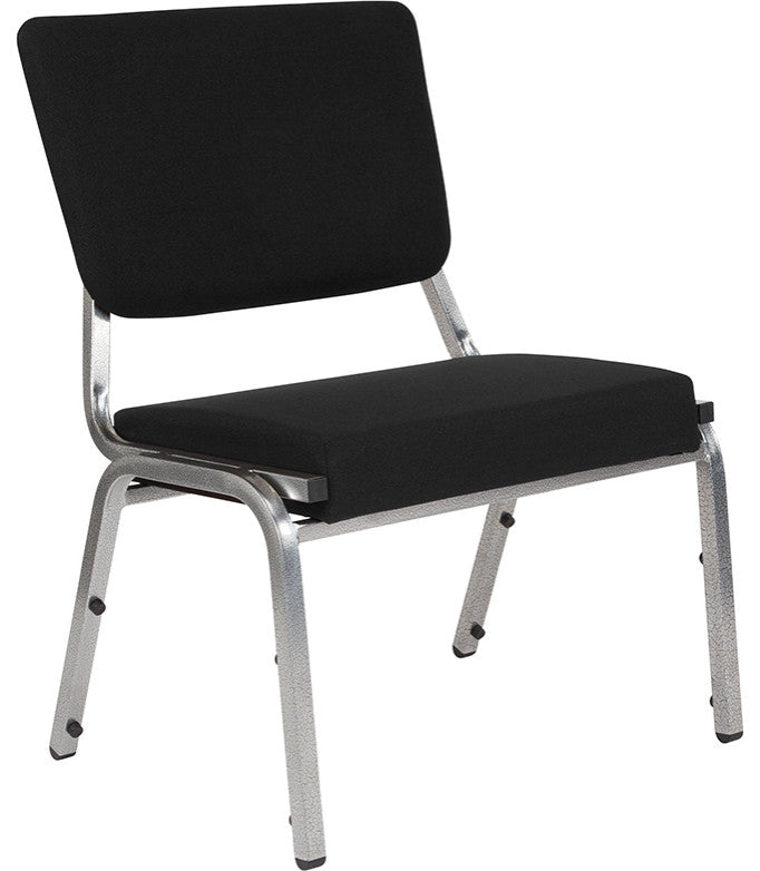 Black Antimicrobial Fabric Bariatric Chair With Panel Back and Silver Vein Frame