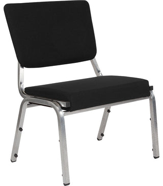 Black Antimicrobial Fabric Bariatric Chair With Panel Back and Silver Vein Frame