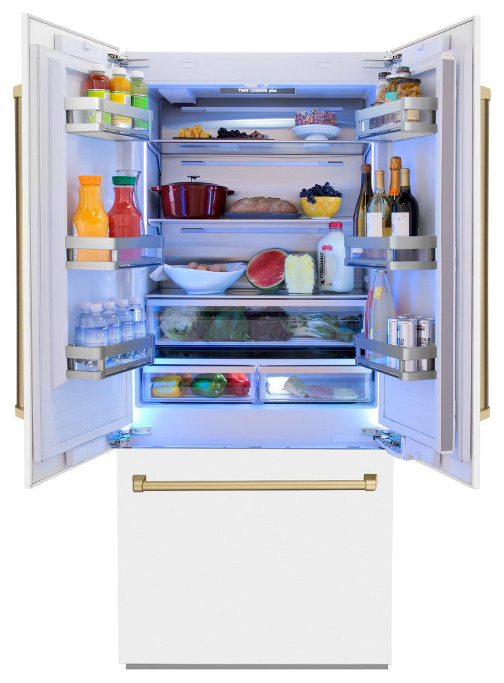 ZLINE Refrigerator With Internal Water, White Matte RBIV-WM-36-CB