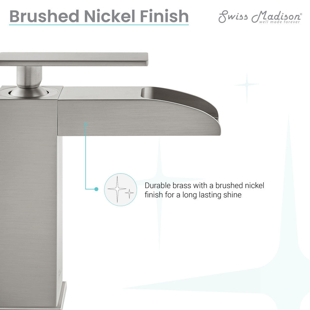 Concorde Single Hole, Waterfall Bathroom Faucet, Brushed Nickel