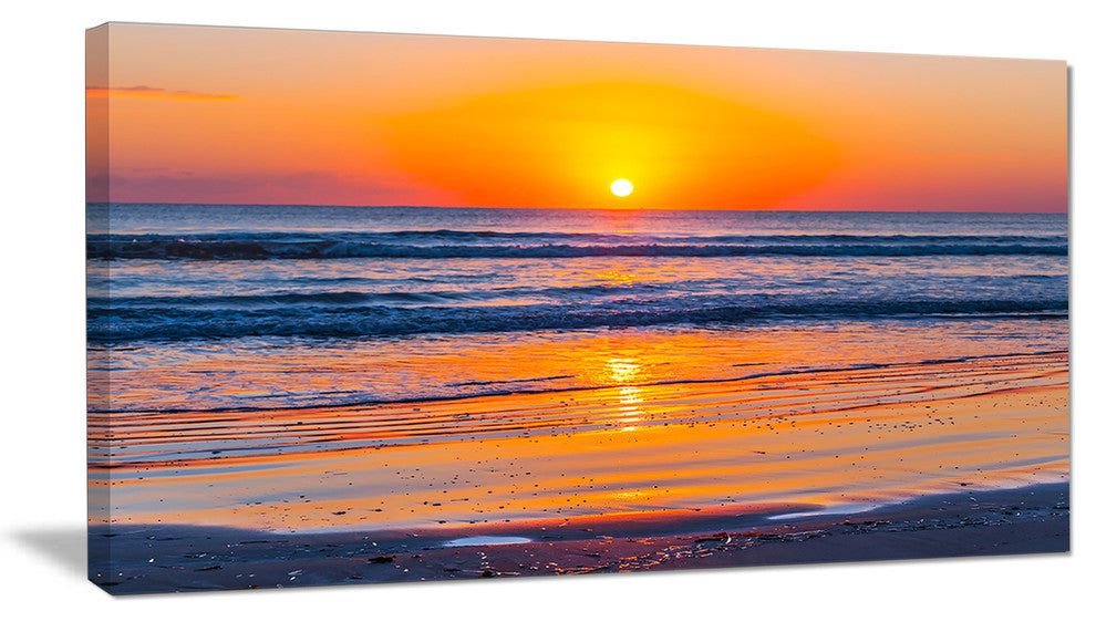 "Sandy Sea Beach in Early Morning" Seashore Canvas Print, 32"x16"