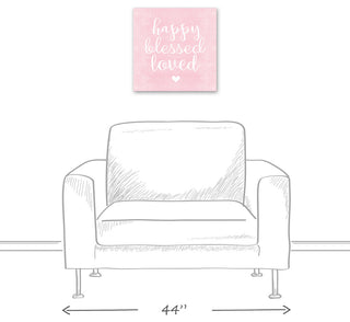 Happy Blessed Loved Pink 16x16 Canvas Wall Art