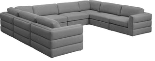 Beckham Linen Textured Fabric 8-Piece Modular U-Shaped Sectional, Grey