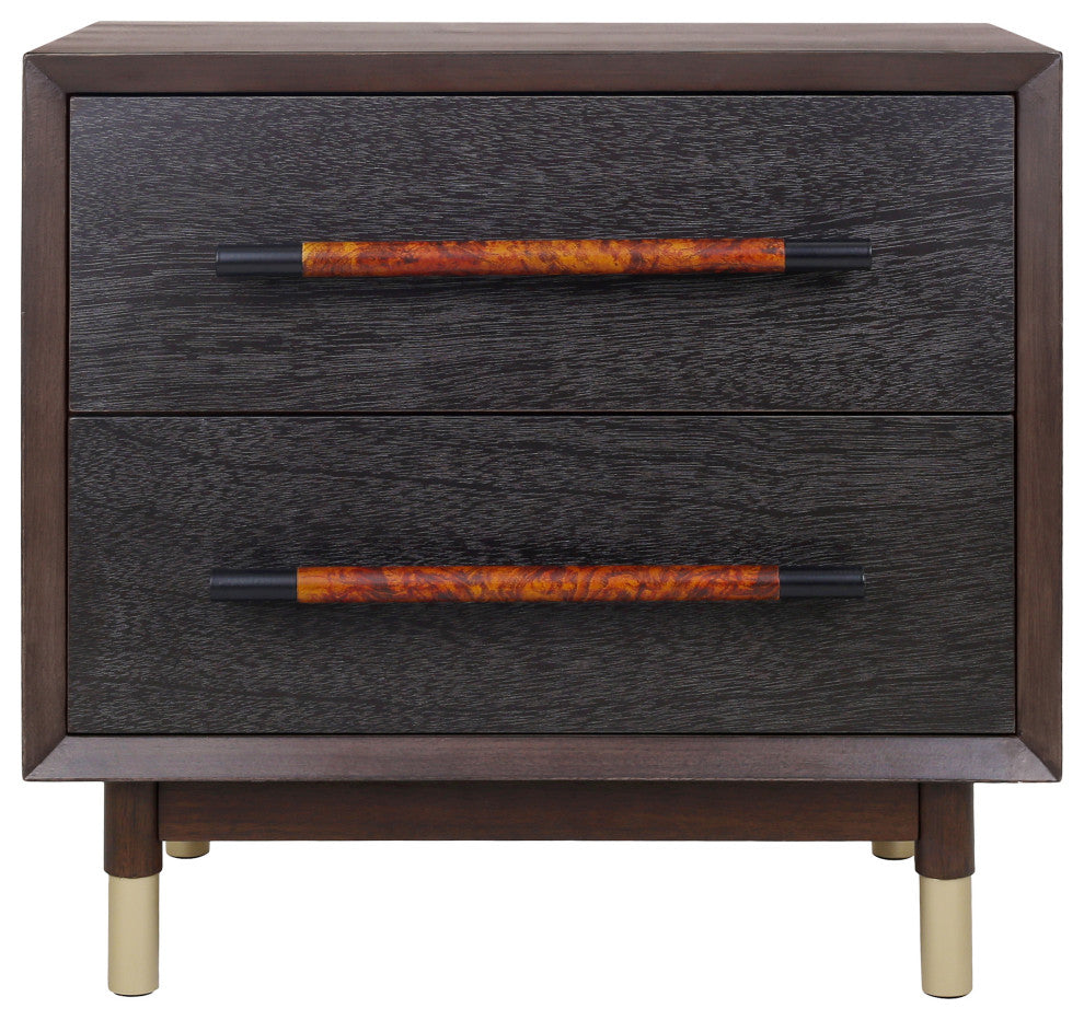 Callan Nightstand/Side Table 2 Drawers, Dark Walnut