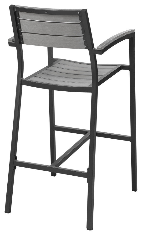 Brown Gray Maine Bar Stool Outdoor Patio Set of 2
