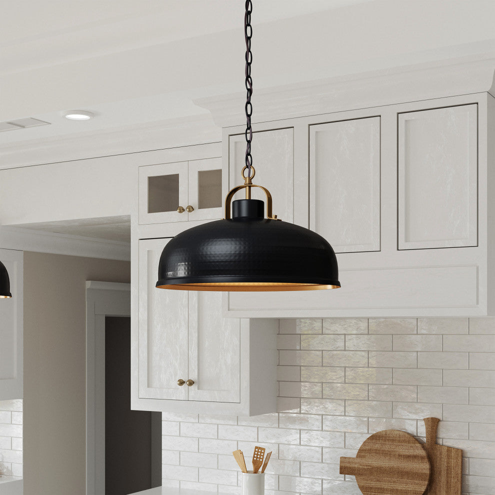 1-Light Rustic Metal Pendant