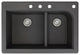 Radius 33" silQ Granite Drop-in Double Bowl Kitchen Sink with 4 Holes in Black